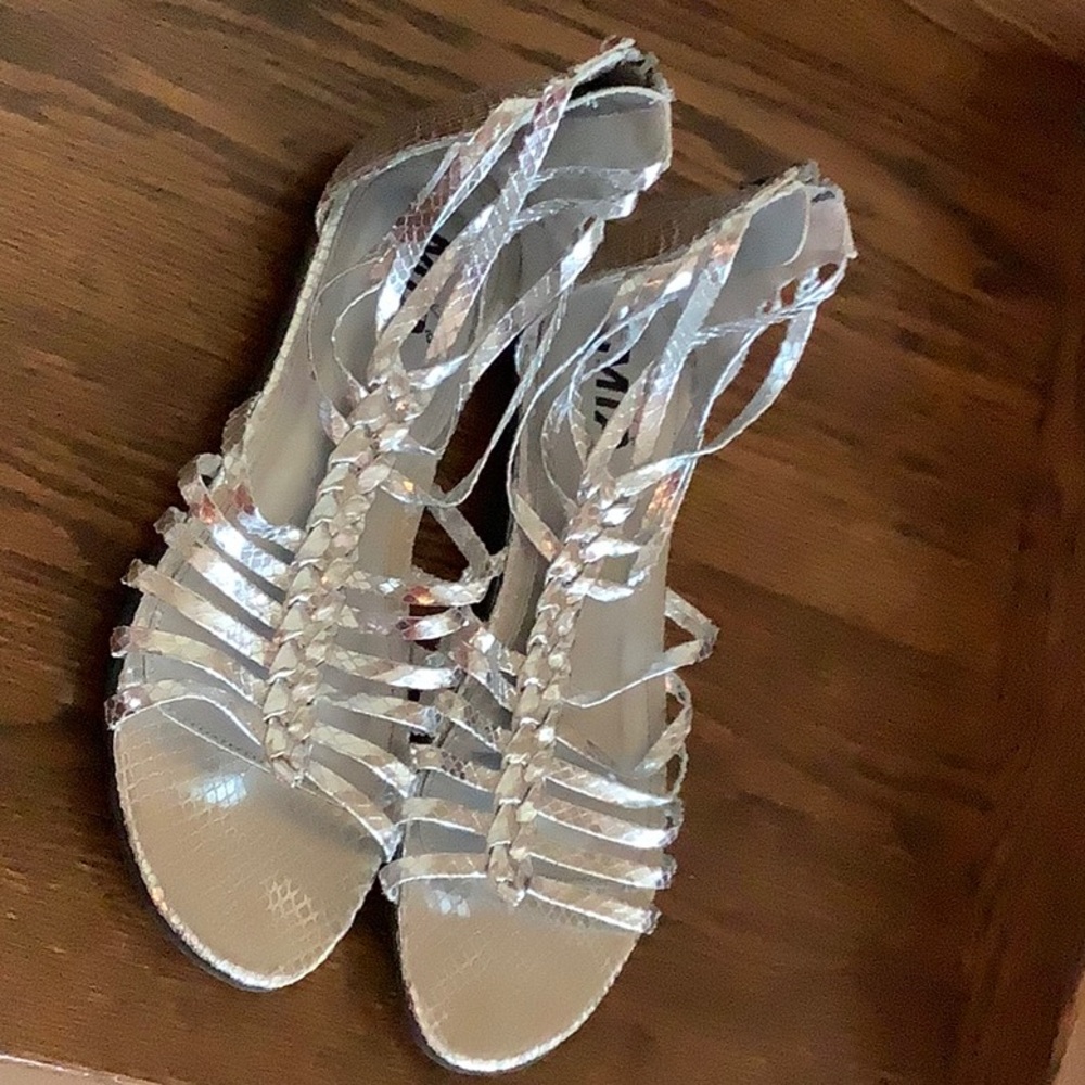 Formal silver party sandal flats